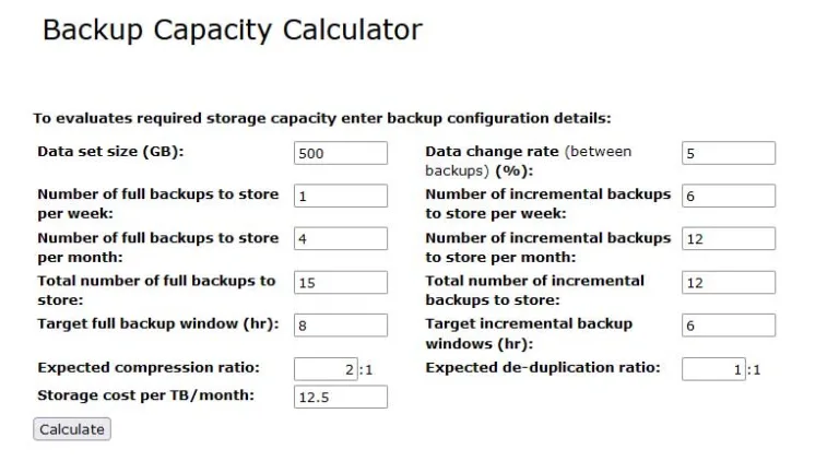 Backup Calculator