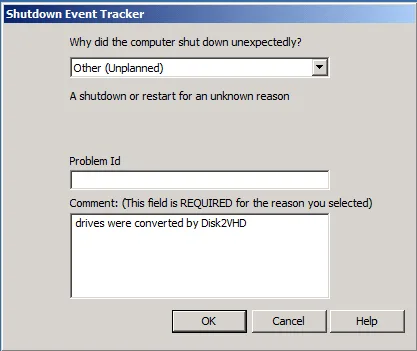 (note: the comment was added for the screenshot, not by the Disk2VHD software)