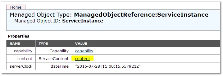 Figure 5 – The content property of the ServiceInstance object