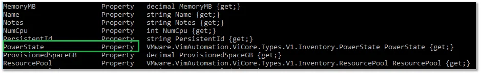 Figure 8 – Using get-member to display an object’s properties in PowerCLI