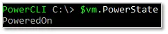 Figure 9 – Displaying the running state of a vm using PowerCLI