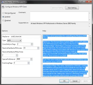 GPO to set NTP Client settings