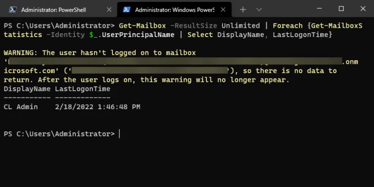  Getting the last logon time using Exchange Online PowerShell