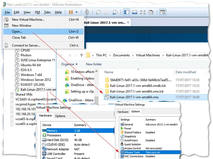 Adding the Kali VM to Workstation
