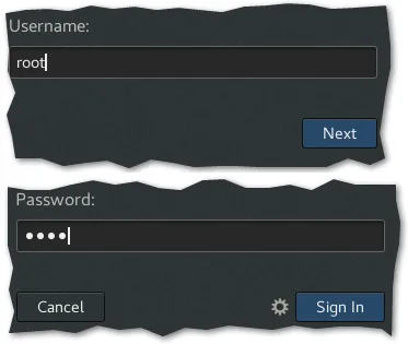 Signing in as root …