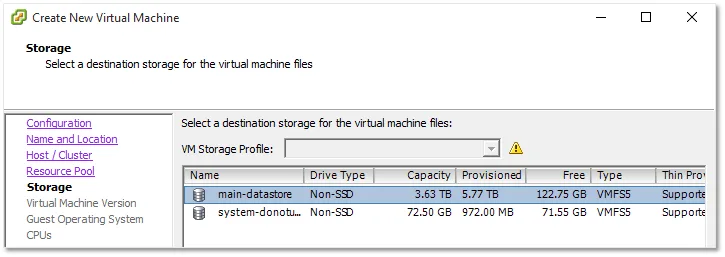 Creating the ESXi VMs step 8
