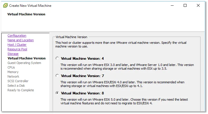 Creating the ESXi VMs step 9