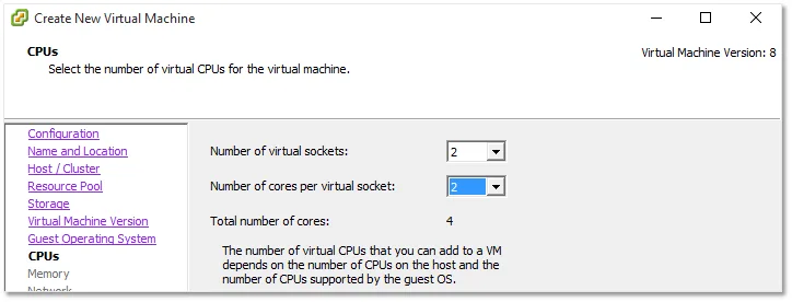Creating the ESXi VMs step 11