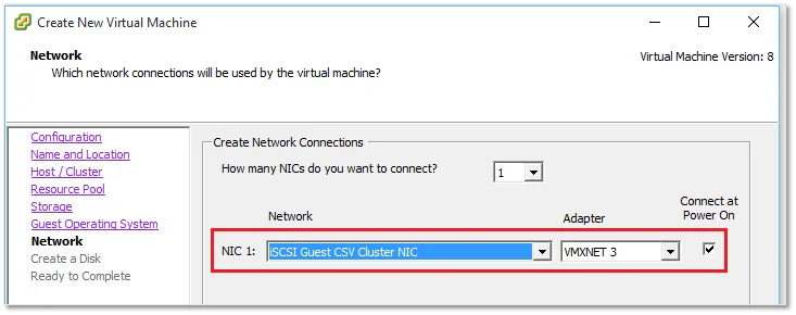 Creating the ESXi VMs step 13