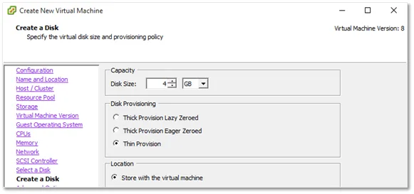 Creating the ESXi VMs step 16
