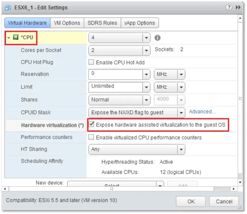 Creating the ESXi VMs step 21