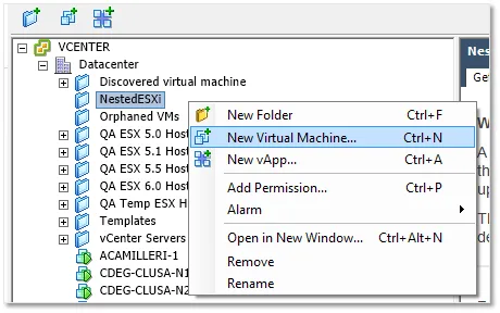 Creating the ESXi VMs step 3