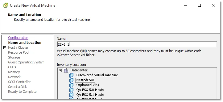 Creating the ESXi VMs step 5