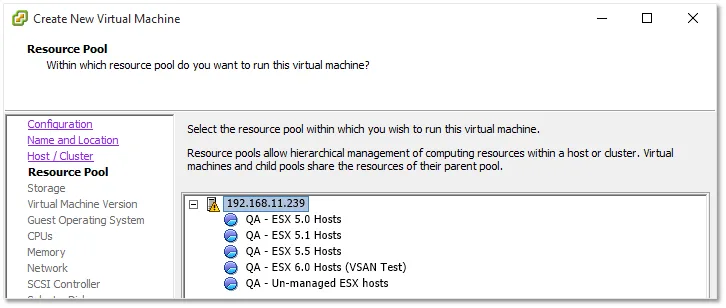 Creating the ESXi VMs step 7