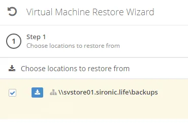 Virtual Machine Restore Wizard