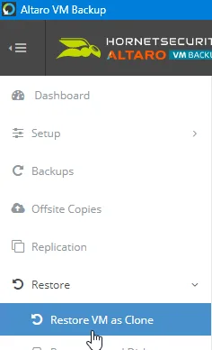 Restore VM as Clone