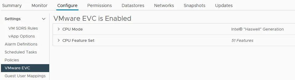 Per-VM EVC ensure CPU compatibility for workload migrations across SDDCs