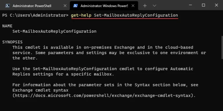  Setting autoreply messages using PowerShell