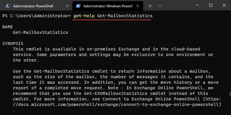  Using the Get-MailboxStatistics cmdlet in Exchange Online to get mailbox information