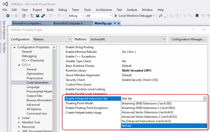 Compile options