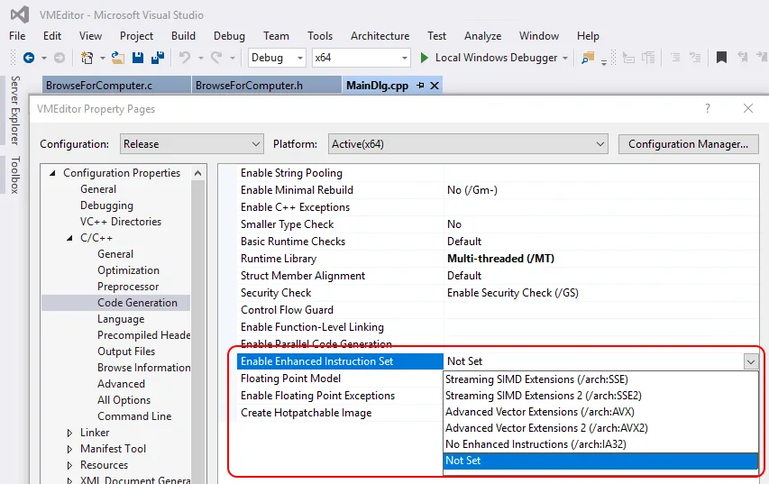 Compile options