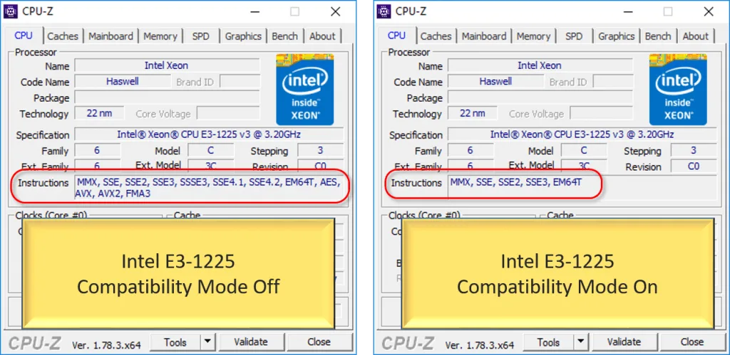 Intel Compatibility Mode off