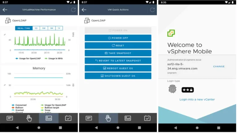 vSphere Mobile client