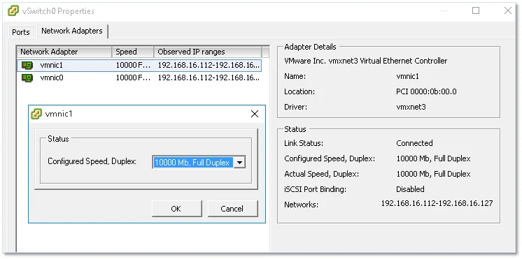 Figure 13 – An ESX’s network cards used as uplinks by the virtual switch