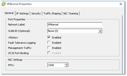 Figure 23 – Setting up a VMkernel