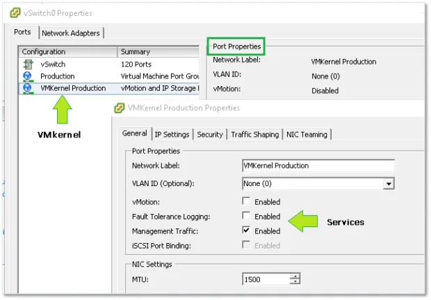 Figure 5 – VMkernel properties as viewed from the C# vSphere client
