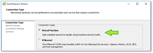 Figure 7 – Choosing Virtual Machine to create a virtual switch