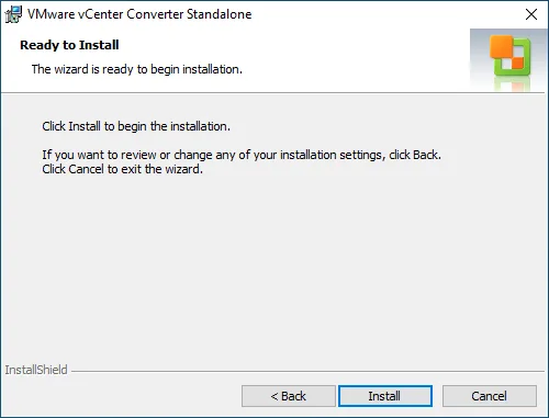 Begin the install of VMware Converter