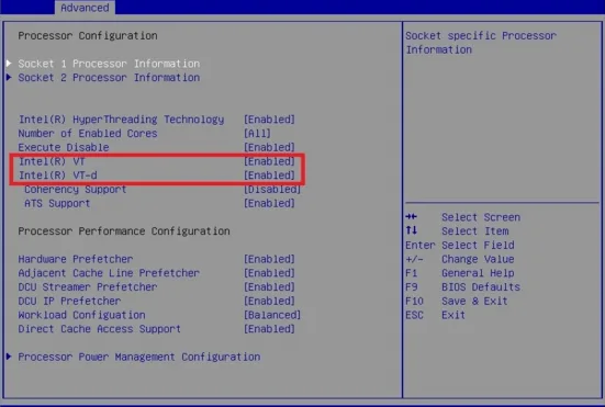 Figure 3 – Enabling advanced CPU virtualization features