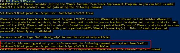 CEIP related warning that can be disabled