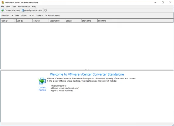 Launching VMware standalone converter