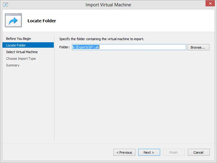 Figure 5 Import the virtual machine folder