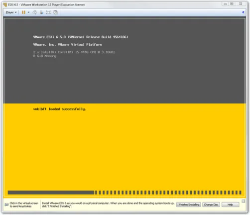 The ESXi installer will run automatically after the VM is powered up