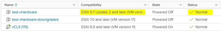 The VM is back in a valid state after removing the unsupported device.