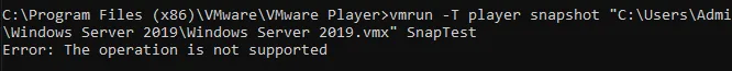 VMware Workstation Player Error