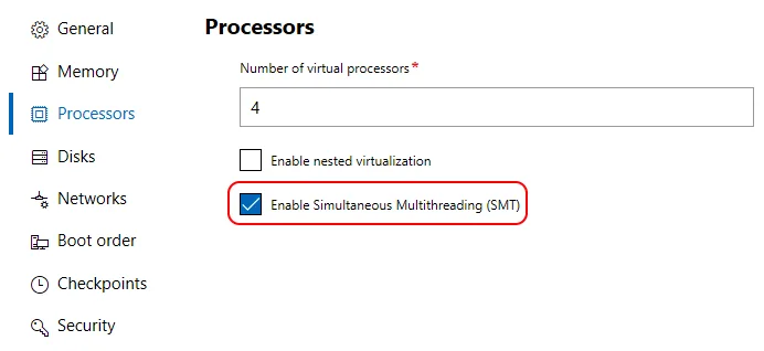 Enable Simultaneous Multithreading