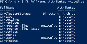 dir Attributes Table