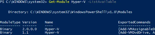 Available Hyper-V Modules