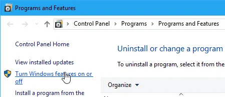 Windows 10 Programs and Features