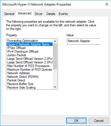 Viewing Hyper-V’s Network Device Name in the Guest GUI - Microsoft Hyper-V Network Adapter Properties dialog