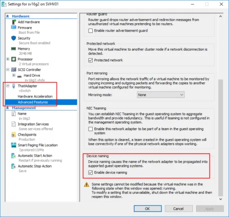 Setting Hyper-V’s Network Device Name in the GUI