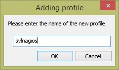 NppFTP dialog box prompting for the name of a new connection profile.