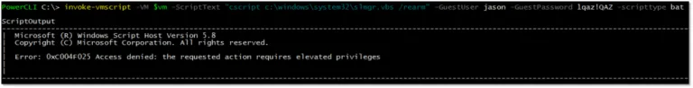 Figure 8 – ‘Access Denied’ when executing a task that requires elevated privileges while UAC is enabled.