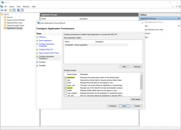 Configure application permissions