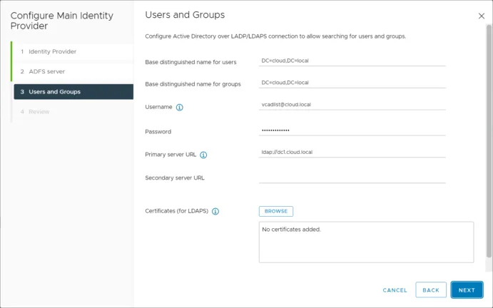 Configure your users and groups for searching Active Directory