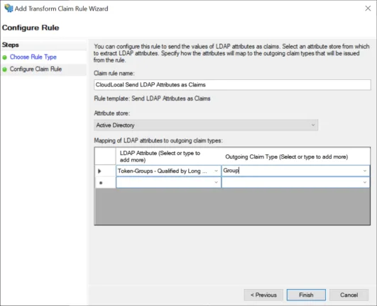 Create a new Claim Rule for groups